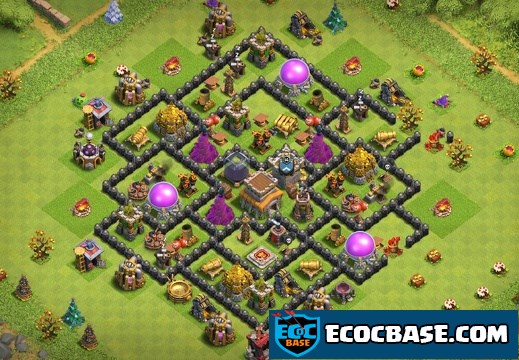 #1033 Protect Gold and Elixir Base Layout TH8, Proteger Recursos Oro y Elixir
